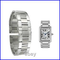 Steel Strap Bracelet for Cartier Tank Stainless Band Silver 17.5, 20,22,23mm