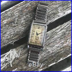 Stunning vintage 1940's swiss made 15J art deco Cyma stainless steel tank watch