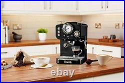 Swan Pump Espresso Coffee Machine, 15 Bars of Pressure, Milk Frother, 1.2L Tank