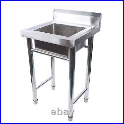 USED Silver Single Tank stainless steel wash basin Kitchen Sink19.719.731.5in