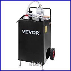 VEVOR Fuel Caddy Fuel Storage Tank 30 Gallon 2 Wheels with Manuel Pump, Black