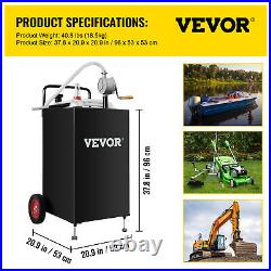 VEVOR Fuel Caddy Fuel Storage Tank 30 Gallon 2 Wheels with Manuel Pump, Black