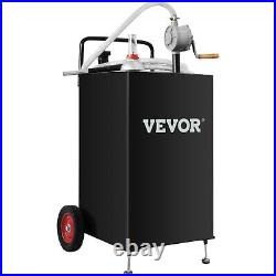 VEVOR Fuel Caddy Fuel Storage Tank 30 Gallon 2 Wheels with Manuel Pump, Black