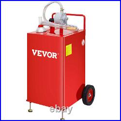 VEVOR Fuel Caddy Fuel Storage Tank 30 Gallon 2 Wheels with Manuel Pump, Red