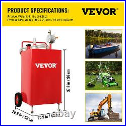 VEVOR Fuel Caddy Fuel Storage Tank 30 Gallon 2 Wheels with Manuel Pump, Red