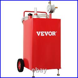 VEVOR Fuel Caddy Fuel Storage Tank 30 Gallon 2 Wheels with Manuel Pump, Red