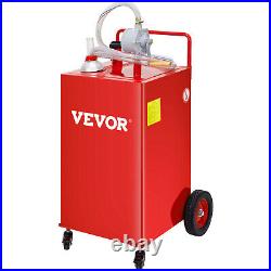 VEVOR Fuel Caddy Fuel Storage Tank 30 Gallon 4 Wheels with Manuel Pump Red