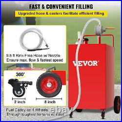 VEVOR Fuel Caddy Fuel Storage Tank 30 Gallon 4 Wheels with Manuel Pump Red