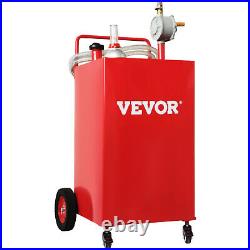 VEVOR Fuel Caddy Fuel Storage Tank 30 Gallon 4 Wheels with Manuel Pump Red