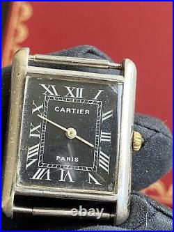 VINTAGE MUST de CARTIER TANK Paris 1970s Hand-winding 24mm Men Watch Roman Dial