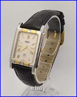 Very Rare Fred of Paris Six Royal 18ct & Stainless Steel Quartz Tank Watch
