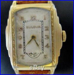 Vintage 1934 Bulova President Wandering Second Watch 10K Gold Filled Tank Style