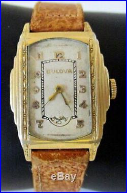 Vintage 1934 Bulova President Wandering Second Watch 10K Gold Filled Tank Style
