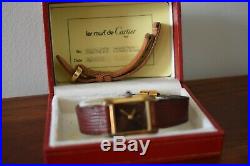 Vintage Cartier Watch Must de Cartier 18k GP Tank Women's Box and Band