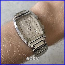 Vintage Dunhill Dual Time Quartz Ref. 146.10003 Swiss Stainless Steel Tank Watch