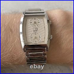 Vintage Dunhill Dual Time Quartz Ref. 146.10003 Swiss Stainless Steel Tank Watch