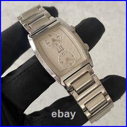 Vintage Dunhill Dual Time Quartz Ref. 146.10003 Swiss Stainless Steel Tank Watch