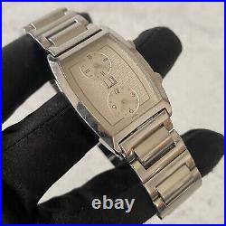 Vintage Dunhill Dual Time Quartz Ref. 146.10003 Swiss Stainless Steel Tank Watch