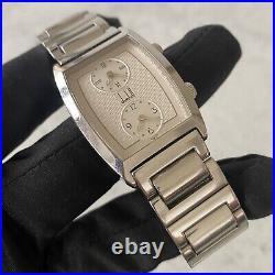 Vintage Dunhill Dual Time Quartz Ref. 146.10003 Swiss Stainless Steel Tank Watch