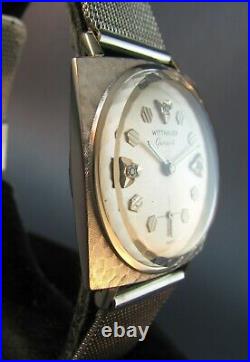 Vintage Longines Wittnauer 10k White Gold RGP Diamond Dial Mens Watch 17J 1960
