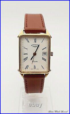 Vintage Rotary 3749 Classic Gents Tank Watch RARE FRENCH MVT NEW BATTERY