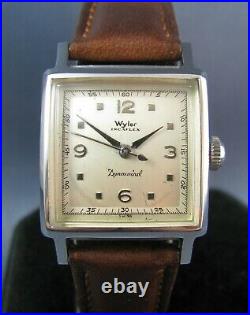 Vintage Wyler Stainless Steel Fancy Case Automatic Mens Watch 17J 1950