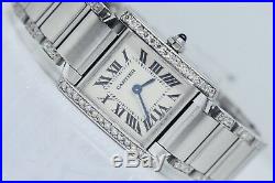 Women's Cartier Tank Francaise Custom Set Diamond Swiss Quartz Watch With Box