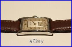 Ww2 Era Rare Stainless Steel Rectangular Tank Men's Mechanical Watch Eterna