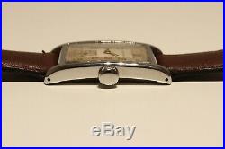 Ww2 Era Rare Stainless Steel Rectangular Tank Men's Mechanical Watch Eterna